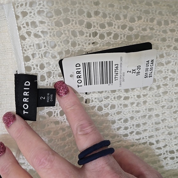 TORRID OFF WHITE OPEN STITCH CARDIGAN WOMENS 2X 18-20 NWT - Picture 2 of 5